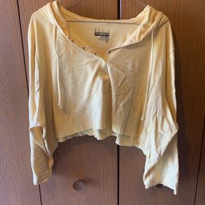 🌸 3/$20 Basic Editions Yellow Cropped Hoodie